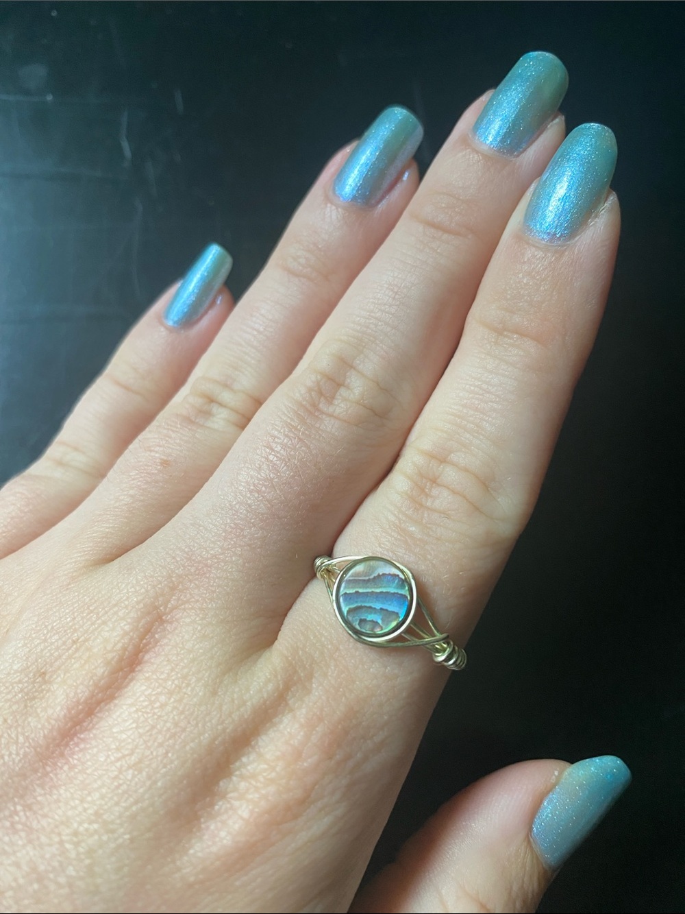 Abalone shell wire wrapped ring 🐚